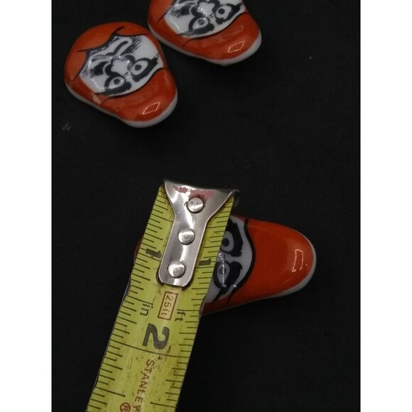 Vtg. Set of 4 Red Daruma Made In Japan 2" Ceramic Chopstick Holders - Picture 6 of 12